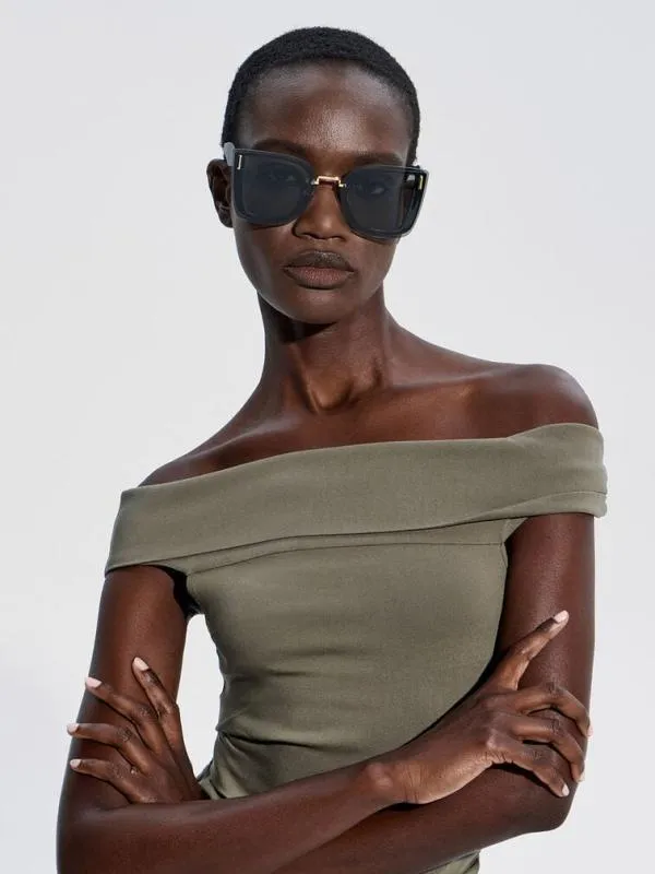 Women Jill Recycled Acetate Geometric Butterfly Sunglasses 8211 Navy CHARLES and KEITH Butterfly