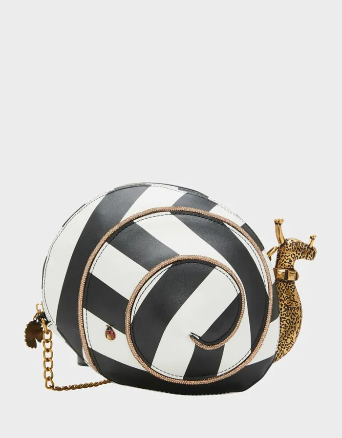 Women KITSCH SNAILED IT CROSSBODY BLACK WHITE Black White Betsey Johnson