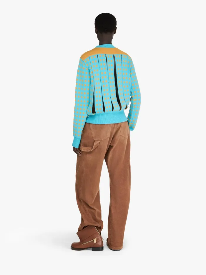 Women Knitwear JW Anderson JACQUARD PANEL SLIT SWEATER Turquoise Women Knitwear JW Anderson JACQUARD PANEL SLIT SWEATER Turquoise