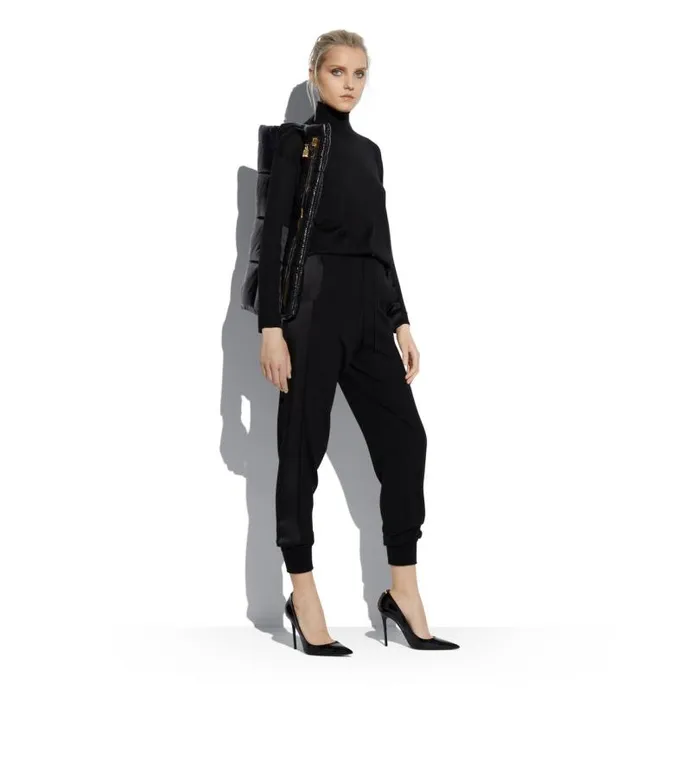 Women Knitwear Tom Ford Fine Cashmere Silk and Silk Turtleneck Knit Black