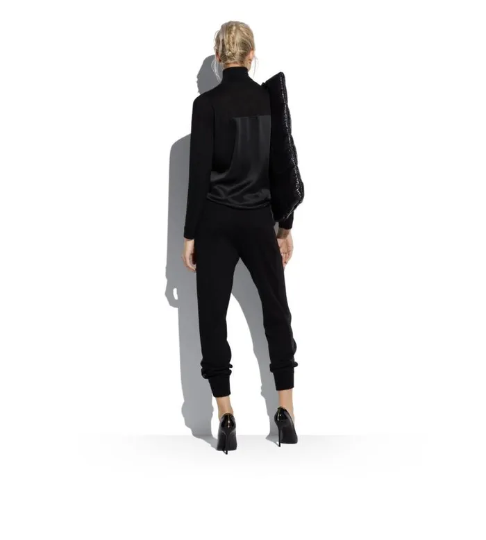 Women Knitwear Tom Ford Fine Cashmere Silk and Silk Turtleneck Knit Black