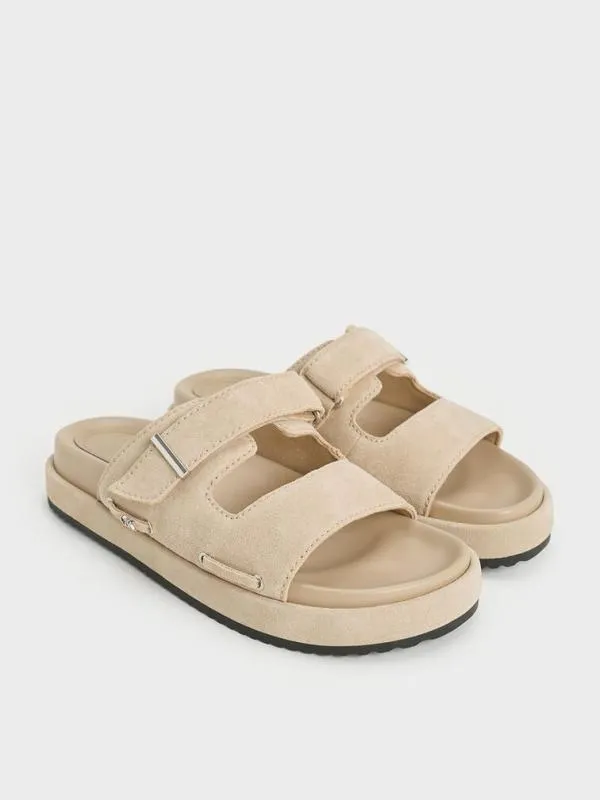 Women Kori Suede Slide Sandals 8211 Beige CHARLES and KEITH Sandals