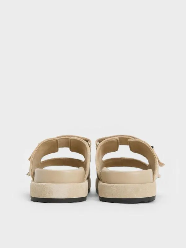 Women Kori Suede Slide Sandals 8211 Beige CHARLES and KEITH Sandals