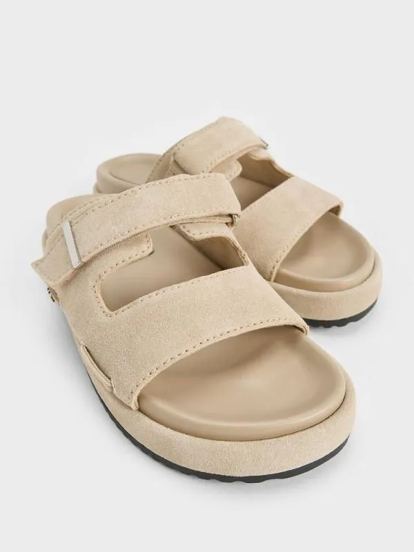 Women Kori Suede Slide Sandals 8211 Beige CHARLES and KEITH Sandals