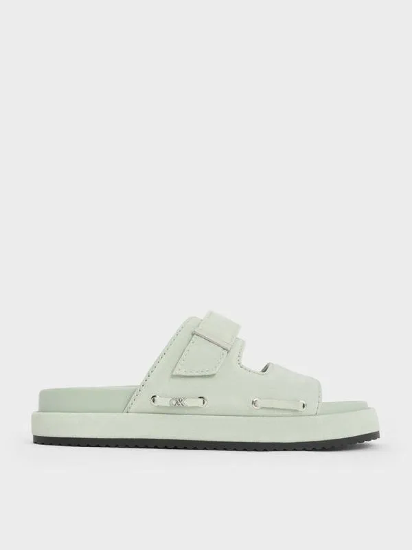 Women Kori Suede Slide Sandals 8211 Mint Green CHARLES and KEITH Sandals