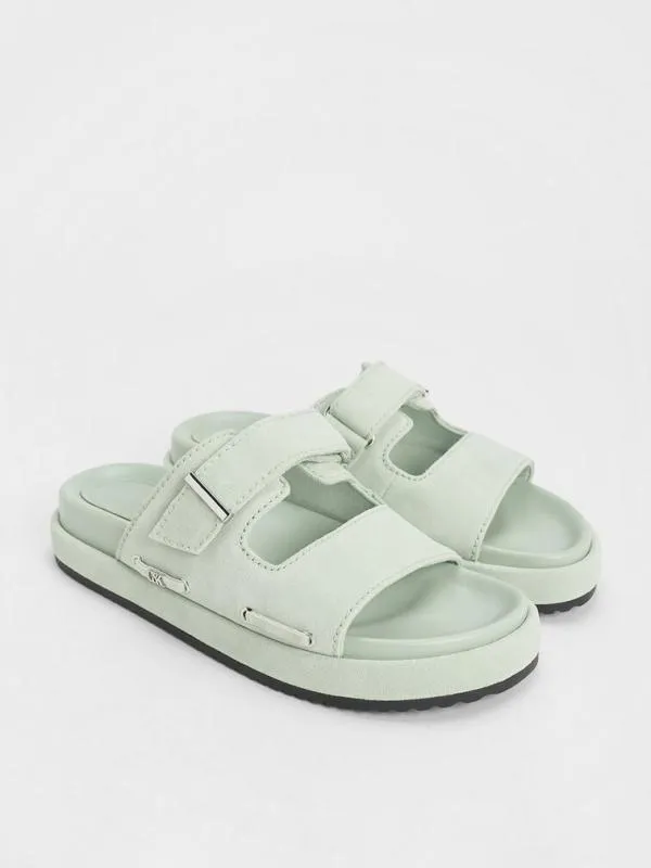 Women Kori Suede Slide Sandals 8211 Mint Green CHARLES and KEITH Sandals