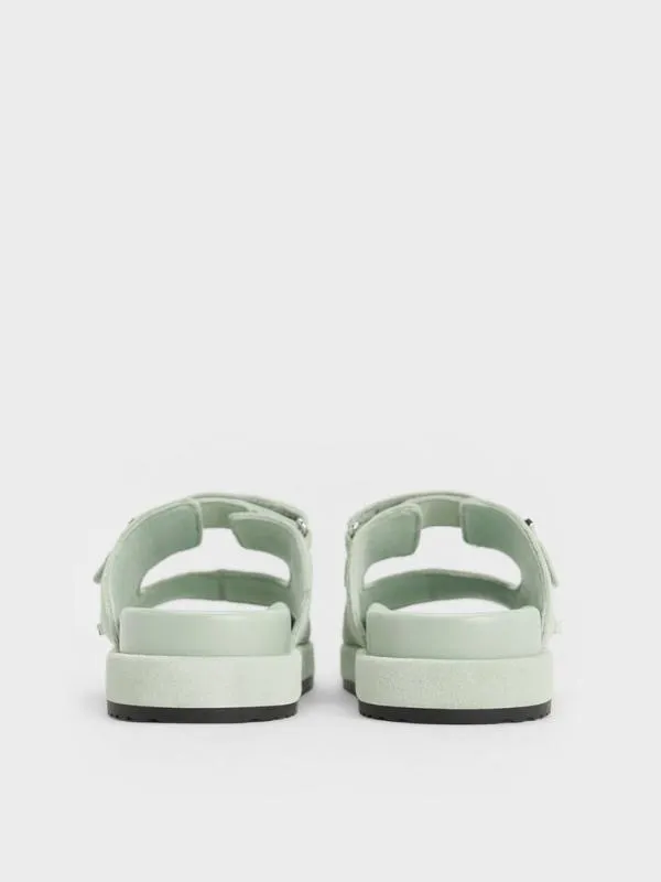 Women Kori Suede Slide Sandals 8211 Mint Green CHARLES and KEITH Sandals