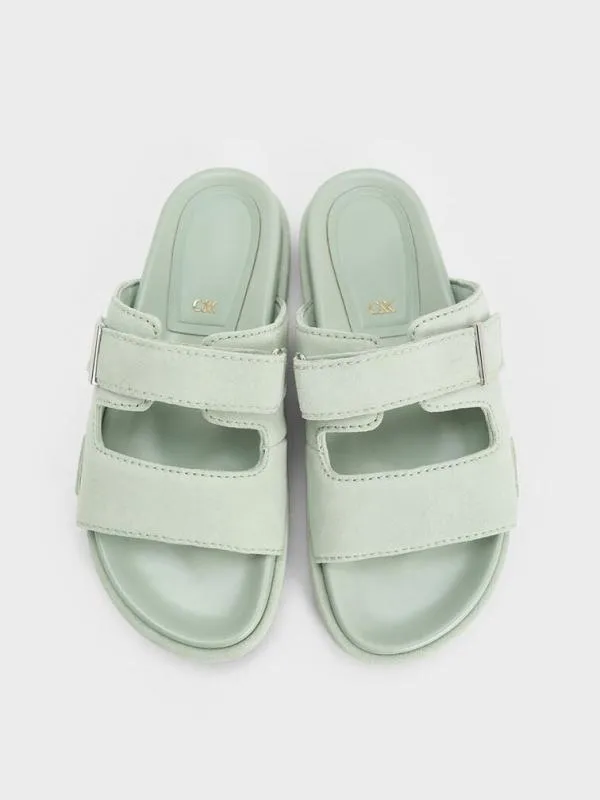 Women Kori Suede Slide Sandals 8211 Mint Green CHARLES and KEITH Sandals