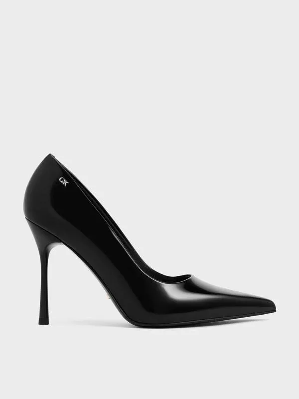 Women Kyra Leather PointedToe Pumps 8211 Black Box CHARLES and KEITH Heels