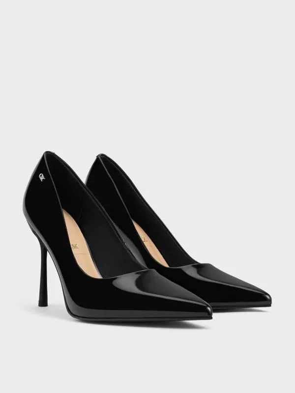 Women Kyra Leather PointedToe Pumps 8211 Black Box CHARLES and KEITH Heels