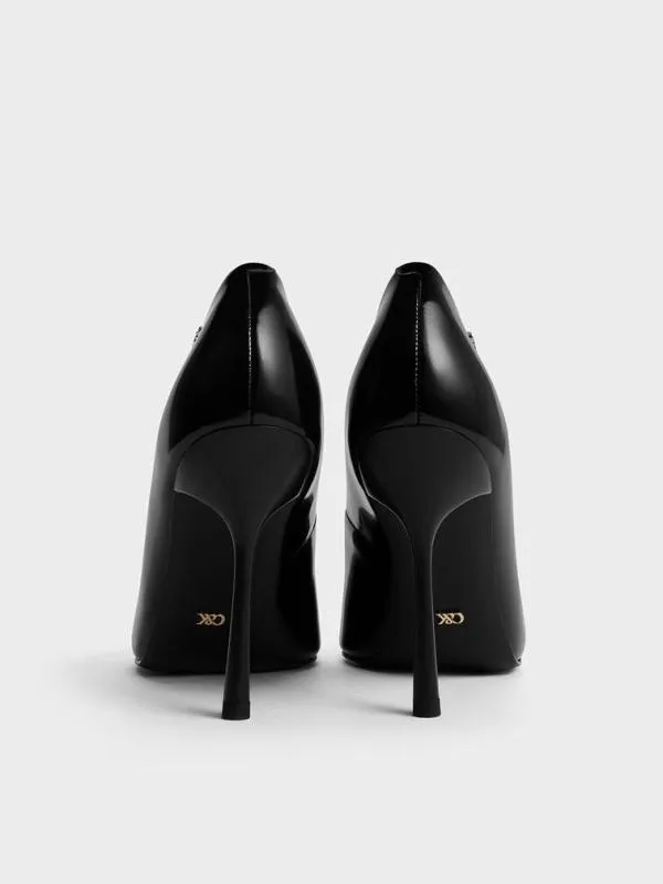 Women Kyra Leather PointedToe Pumps 8211 Black Box CHARLES and KEITH Heels