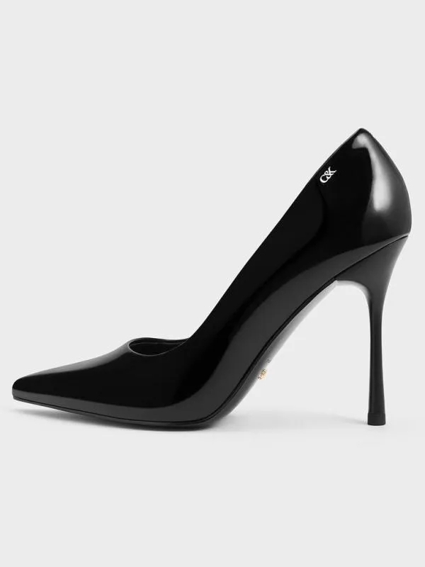 Women Kyra Leather PointedToe Pumps 8211 Black Box CHARLES and KEITH Heels