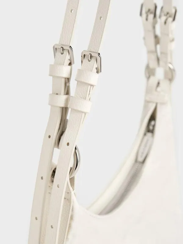 Women Lark CrinkleEffect Hobo Bag 8211 Cream CHARLES and KEITH Hobo Bags