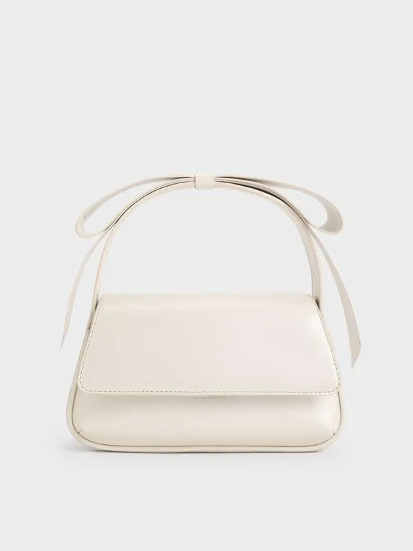 Women Leather Bow TopHandle Bag 8211 White CHARLES and KEITH Top Handle Bags