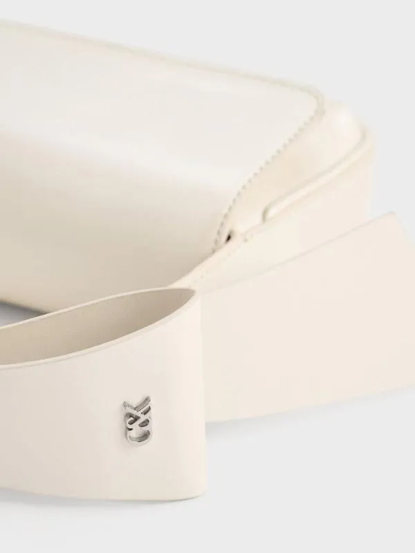 Women Leather Bow TopHandle Bag 8211 White CHARLES and KEITH Top Handle Bags