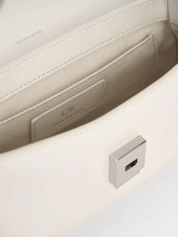 Women Leather Bow TopHandle Bag 8211 White CHARLES and KEITH Top Handle Bags