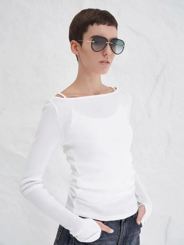 Women Leather BraidedRim Aviator Sunglasses 8211 Black CHARLES and KEITH Aviator