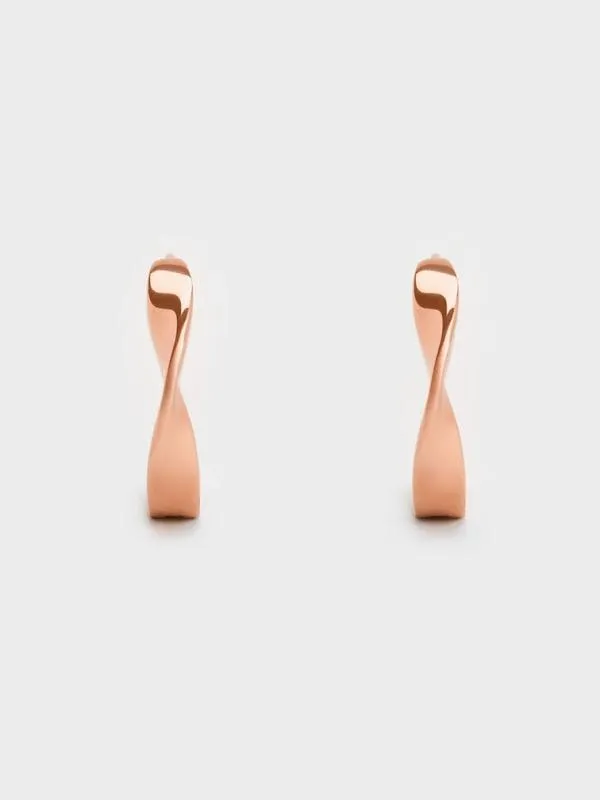 Women Lena Twist Hoop Earrings 8211 Rose Gold CHARLES and KEITH Earrings