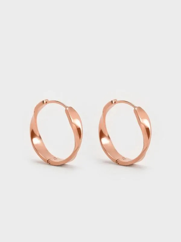 Women Lena Twist Hoop Earrings 8211 Rose Gold CHARLES and KEITH Earrings Women Lena Twist Hoop Earrings 8211 Rose Gold CHARLES and KEITH Earrings