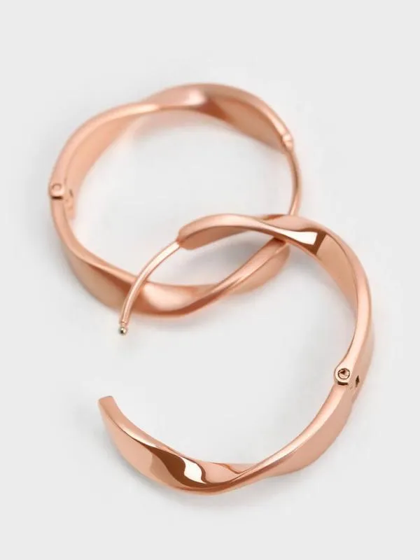 Women Lena Twist Hoop Earrings 8211 Rose Gold CHARLES and KEITH Earrings Women Lena Twist Hoop Earrings 8211 Rose Gold CHARLES and KEITH Earrings
