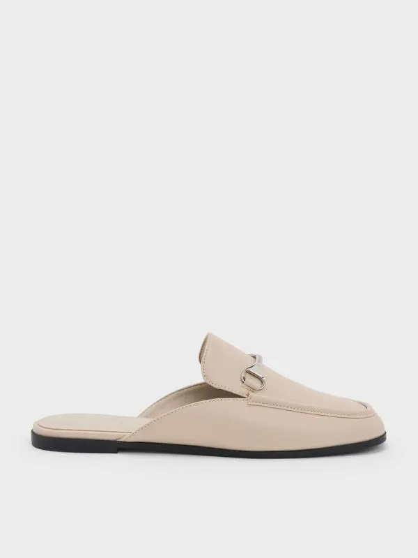 Women Leslie MetallicAccent Mules 8211 Beige CHARLES and KEITH Flats