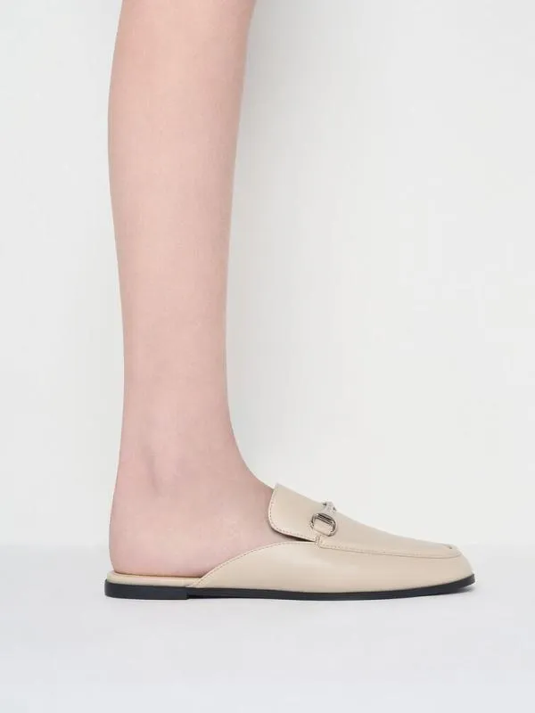 Women Leslie MetallicAccent Mules 8211 Beige CHARLES and KEITH Flats