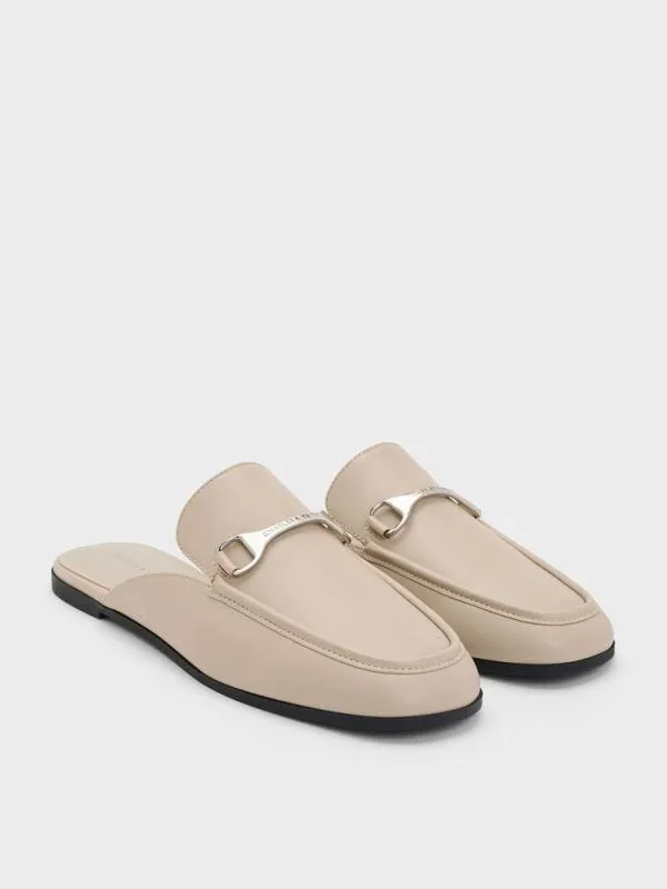 Women Leslie MetallicAccent Mules 8211 Beige CHARLES and KEITH Flats