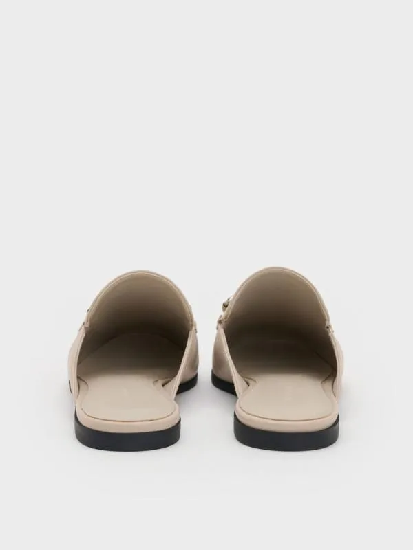 Women Leslie MetallicAccent Mules 8211 Beige CHARLES and KEITH Flats