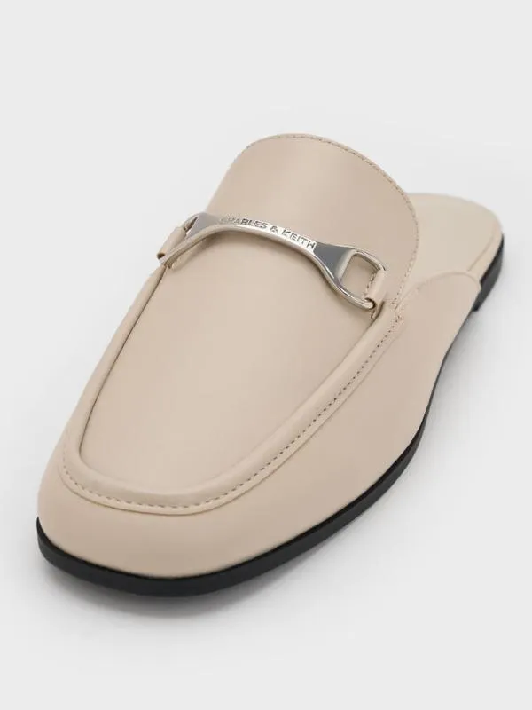 Women Leslie MetallicAccent Mules 8211 Beige CHARLES and KEITH Flats
