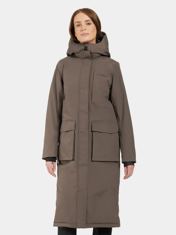Women Leya Parka Long Mocha Brown Didriksons Autumn Jackets