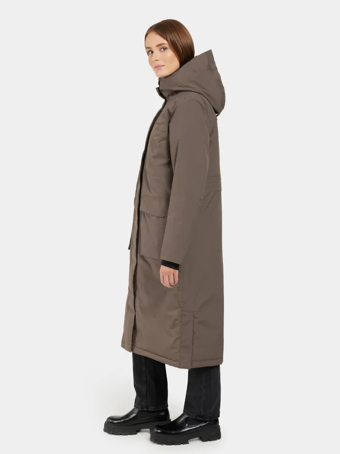 Women Leya Parka Long Mocha Brown Didriksons Autumn Jackets