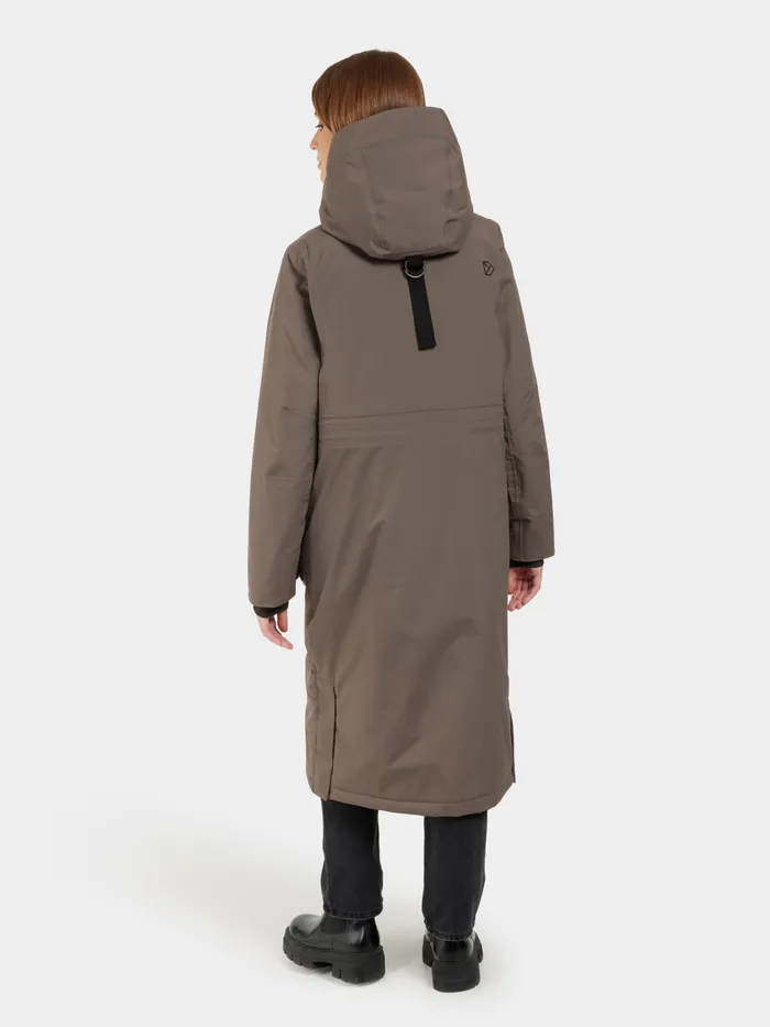 Women Leya Parka Long Mocha Brown Didriksons Autumn Jackets