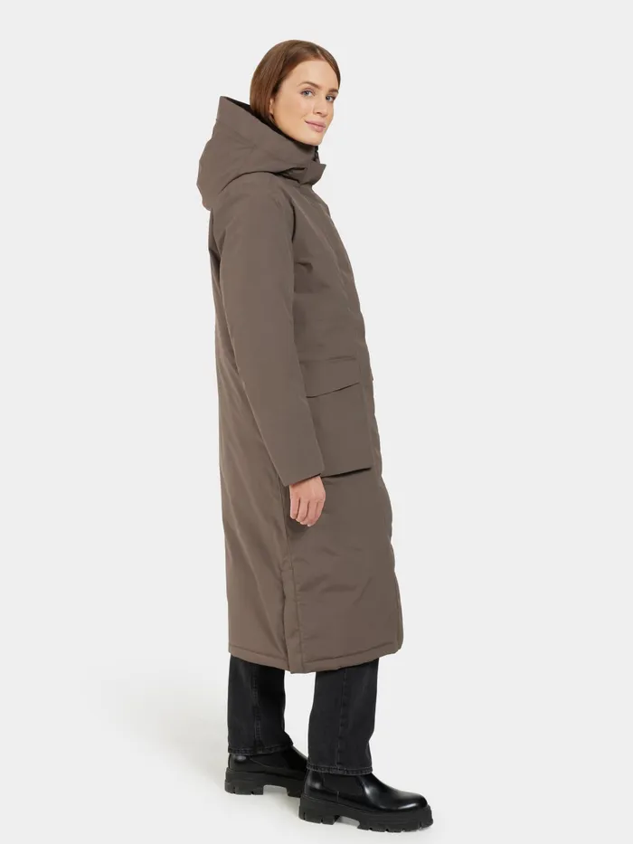 Women Leya Parka Long Mocha Brown Didriksons Autumn Jackets