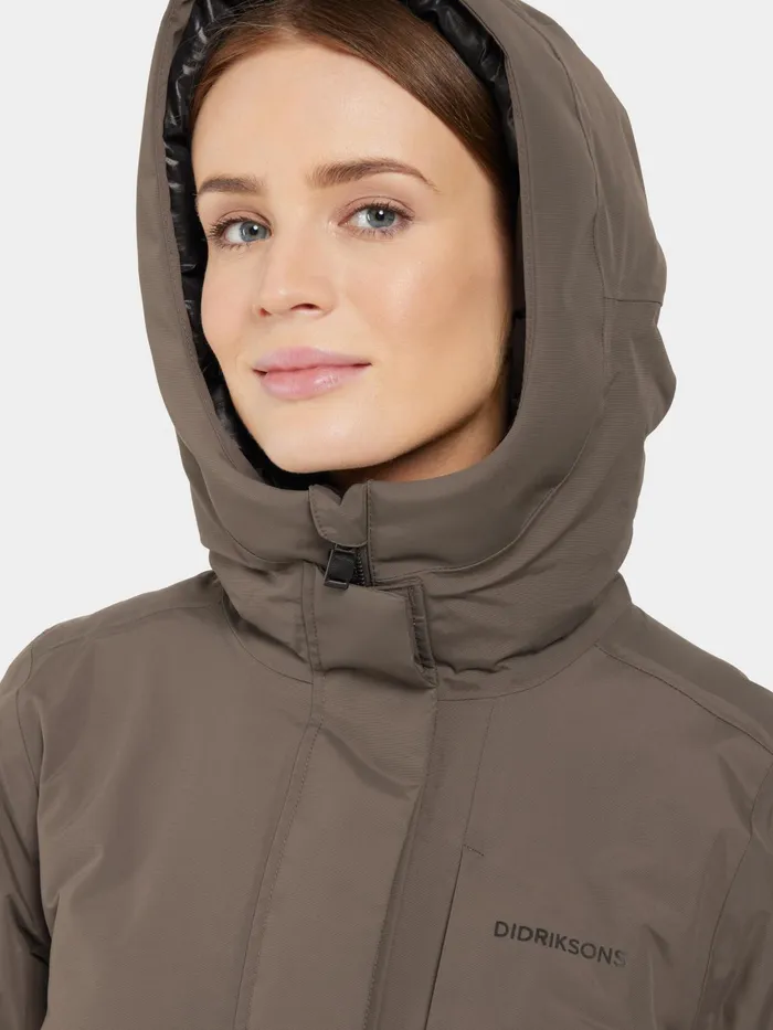 Women Leya Parka Long Mocha Brown Didriksons Autumn Jackets