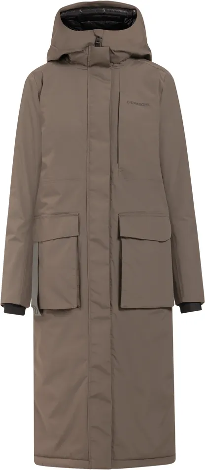 Women Leya Parka Long Mocha Brown Didriksons Autumn Jackets