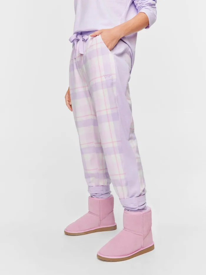 Women Lilac Check Flannelette Legwarmer Pj Pant Multi Peter Alexander Pants