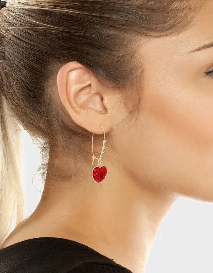 Women LOOK INTO YOUR HEART DROP HOOK EARRINGS RED Red Betsey Johnson Women LOOK INTO YOUR HEART DROP HOOK EARRINGS RED Red Betsey Johnson