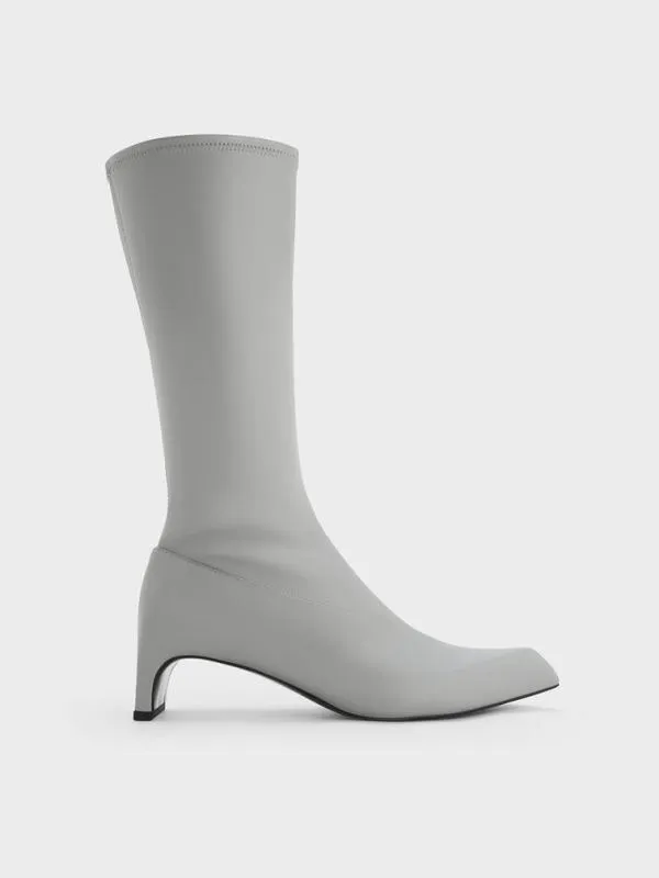 Women Lorde BladeHeel PointedToe Calf Boots 8211 Grey CHARLES and KEITH Boots