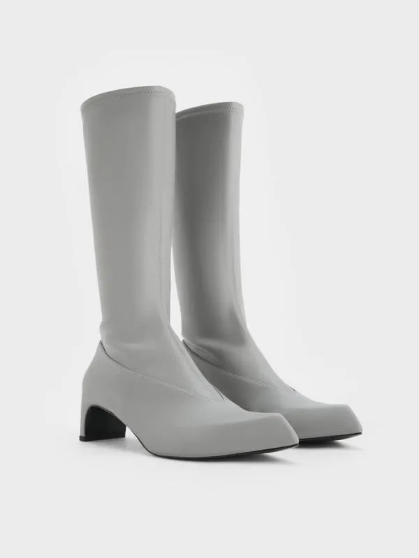 Women Lorde BladeHeel PointedToe Calf Boots 8211 Grey CHARLES and KEITH Boots