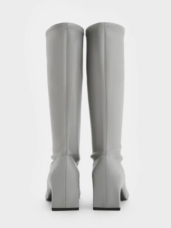 Women Lorde BladeHeel PointedToe Calf Boots 8211 Grey CHARLES and KEITH Boots