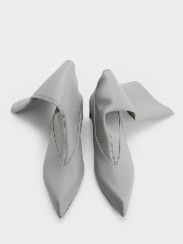 Women Lorde BladeHeel PointedToe Calf Boots 8211 Grey CHARLES and KEITH Boots