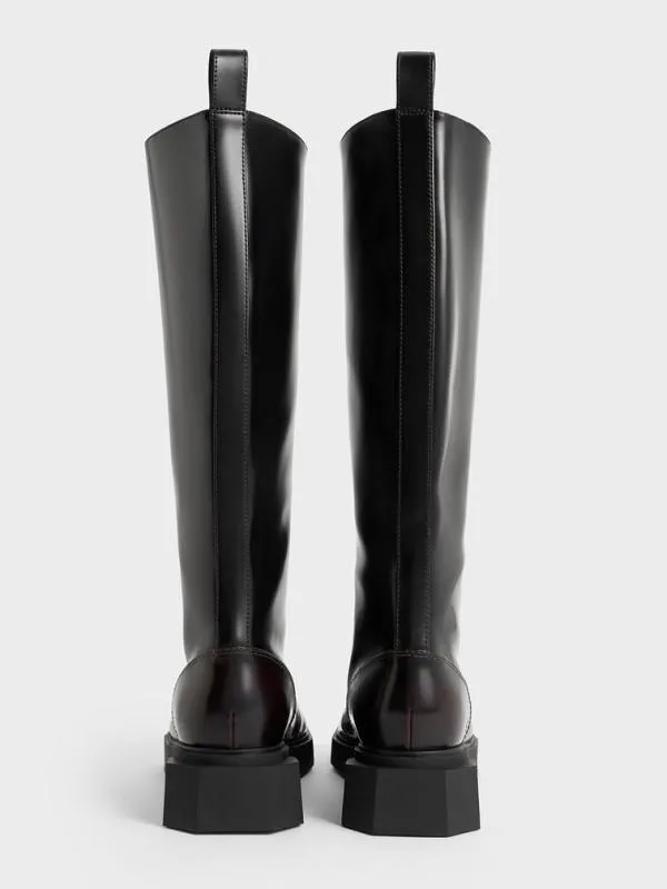 Women Lorde SquareToe KneeHigh Boots 8211 Burgundy CHARLES and KEITH Boots