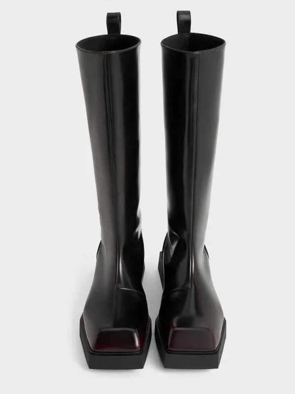 Women Lorde SquareToe KneeHigh Boots 8211 Burgundy CHARLES and KEITH Boots