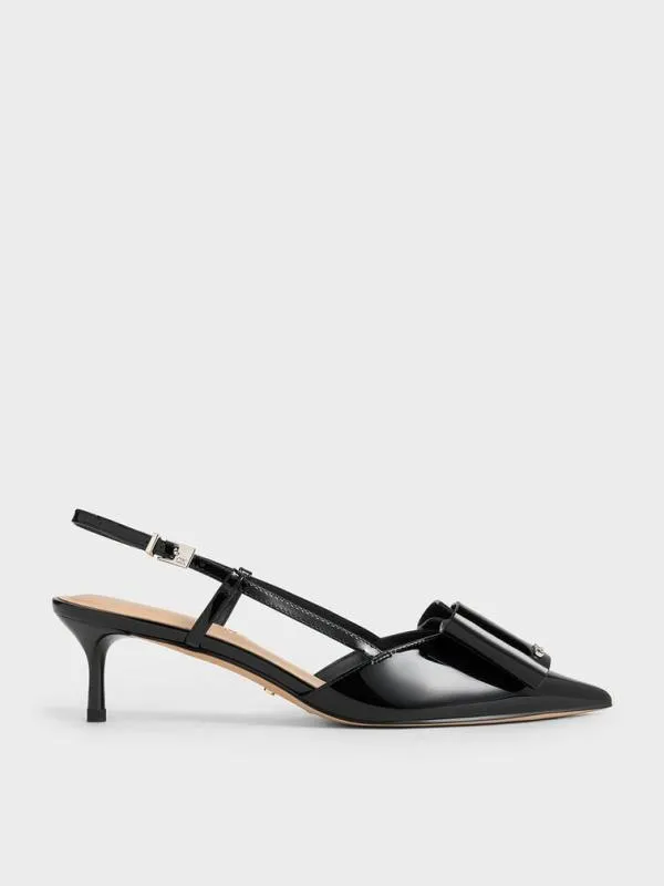 Women Lu Patent Leather Bow Slingback Pumps 8211 Black Patent CHARLES and KEITH Heels Women Lu Patent Leather Bow Slingback Pumps 8211 Black Patent CHARLES and KEITH Heels