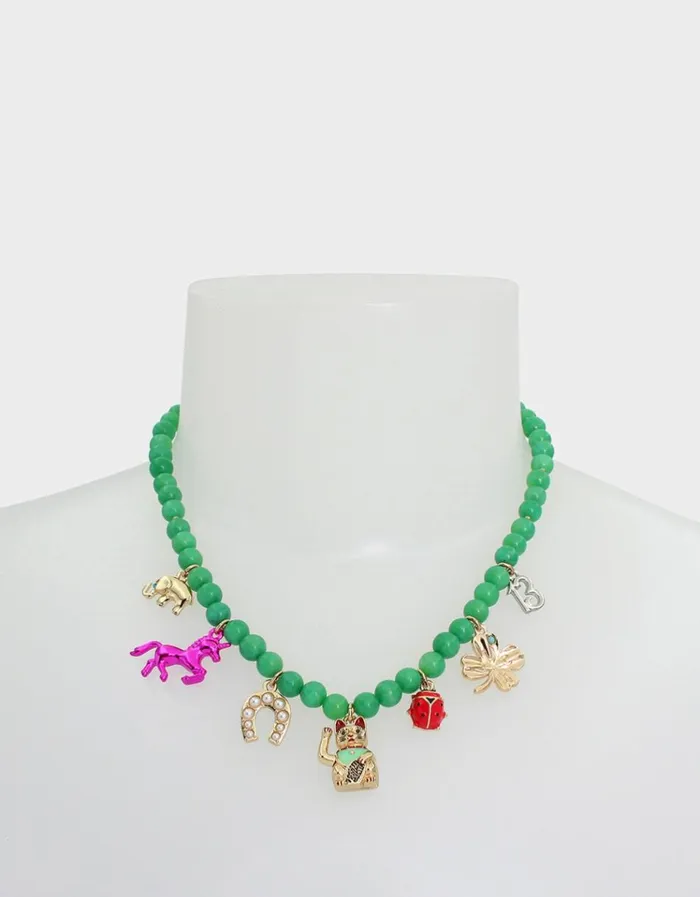 Women LUCKING OUT CHARM NECKLACE MULTI Betsey Johnson Women LUCKING OUT CHARM NECKLACE MULTI Betsey Johnson