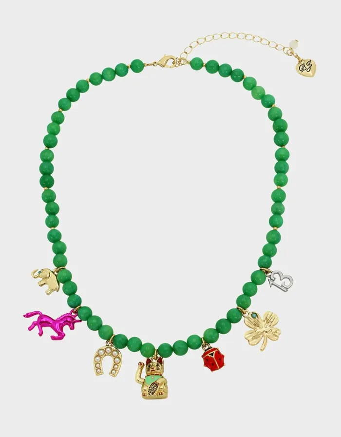 Women LUCKING OUT CHARM NECKLACE MULTI Betsey Johnson Women LUCKING OUT CHARM NECKLACE MULTI Betsey Johnson