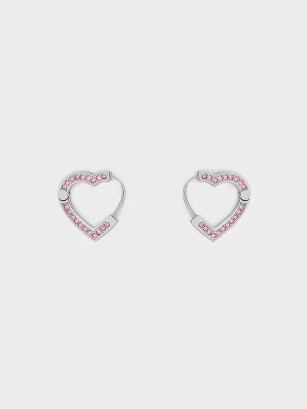 Women Malorie Crystal Heart Hoop Earrings 8211 Silver CHARLES and KEITH Earrings Women Malorie Crystal Heart Hoop Earrings 8211 Silver CHARLES and KEITH Earrings