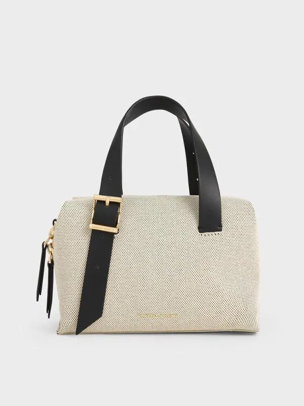 Women Marceline Canvas Bowling Bag 8211 Multi CHARLES and KEITH Top Handle Bags