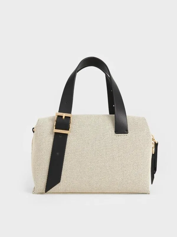 Women Marceline Canvas Bowling Bag 8211 Multi CHARLES and KEITH Top Handle Bags