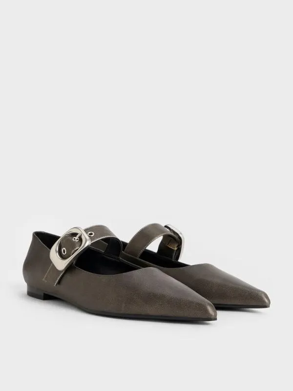 Women Masei Metallic GrommetStrap Mary Janes 8211 Silver CHARLES and KEITH Flats